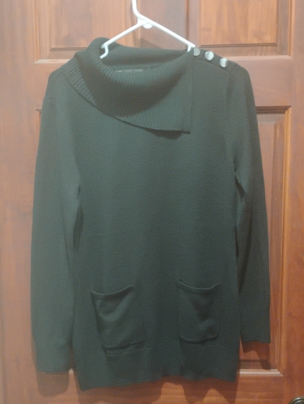 New York & Company Black Ribbed Tunic Knit Sweater
